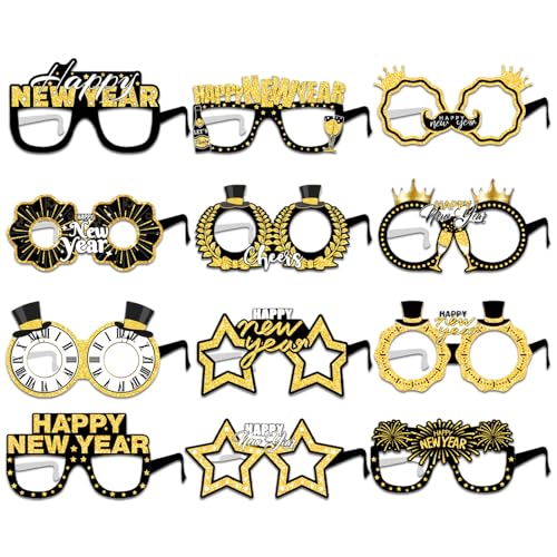 Silvester Deko – Lustige NeuJahr Brille, Vielseitig Einsetzbare Partybrille - Kreatives Element für Ihre Silvesterfeier von WYRGQIQN