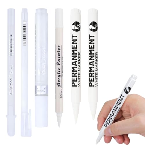 WYRGQIQN Kreativität mit Acrylstifte Weiß Lackstift 6 Set, Permanent Marker und Wasserfester Stift für Profis und Amateure, Hervorragend für DIY Projekte und Kunsthandwerk von WYRGQIQN