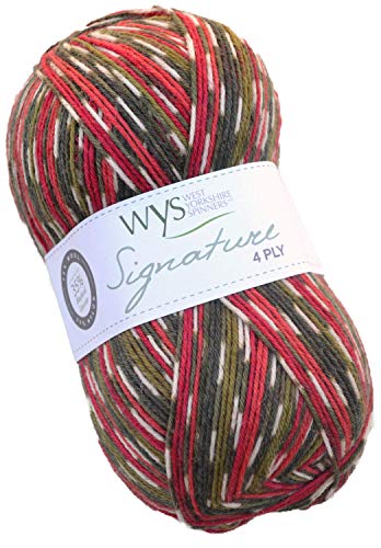 WYS Bluefaced Leicester Wolle "Signature 4ply" sock yarn 886-holly berry, 100g Wolle, Sockenwolle musterbildend mit blue faced leicester wool von WYS