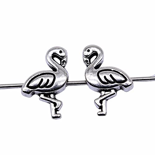 10 Stücke 12x7mm Antike Silberfarbe Flamingo-Perlen Accessoires Schmuck Großhandel Schmuck Lose Basteln für Erwachsene von WYSIWYG