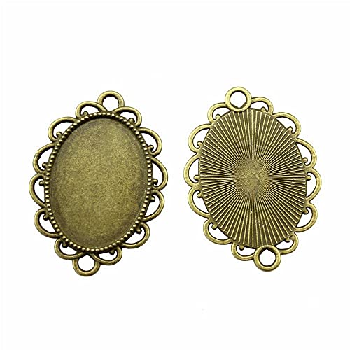 5 Stücke 18x25mm Antike Bronzefarbe Oval Flower Connector Cameo Cabochon-Anhänger-Basis-Fassung Zubehör für Schmuckhandwerk Anhänger aus Metall Bastelmaterial von WYSIWYG