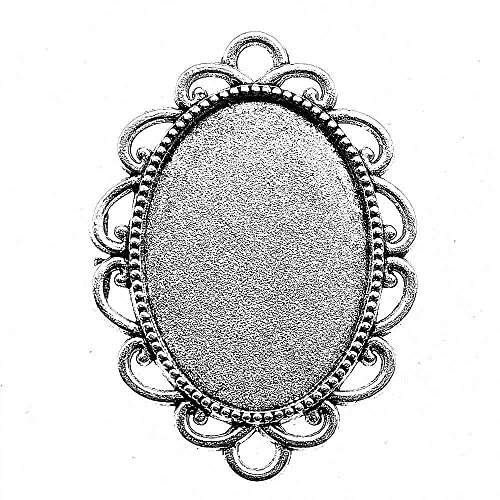 5 Stücke 18x25mm Antike Silberfarbe Oval Flower Connector Cameo Cabochon-Anhänger-Basis-Fassung Accessoires Schmuck Anhänger aus Metall Bastelmaterial von WYSIWYG