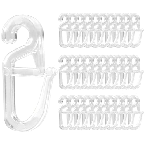 70 Stück Universal Überklipshaken 6mm Glasklar, Robust Faltenlegehaken für Gardinenringe, Hochwertige Transparent PC Vorhanghaken, Einstellbare Kunststoff Curtain Haken für Badezimmer Küche Büro von WYTNB