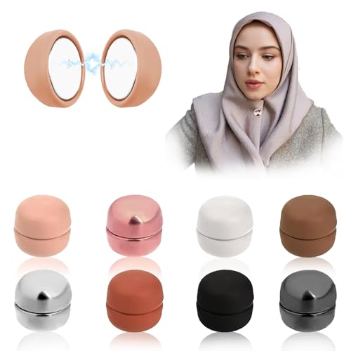 8 Paare Starke Hijab Magnete, Magnetische Nadellose Brosche, Metallbeschichtung Magnetische Pins, Hijab Clip Keine Lochstifte, Runde Schal Clip Magnete, Mehrzweck Magnetbrosche für Frauen Kleidung von WYTNB