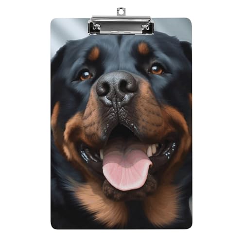 Acryl-Klemmbrett, Rottweiler Hunde Zunge Kopf Druck A4 Klemmbrett Langlebiges Klemmbrett Büro Klemmbrett Leichtes Klemmbrett Hängendes Klemmbrett von WYUSPGK