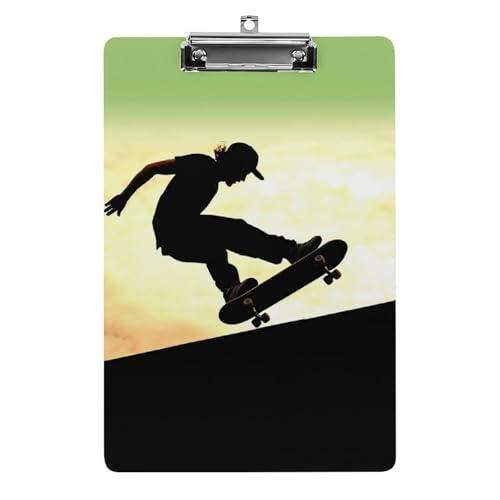 Acryl-Klemmbrett, Skateboard1 Druck, A4-Klemmbrett, langlebiges Klemmbrett, Büro-Klemmbrett, leichtes Klemmbrett, hängendes Klemmbrett von WYUSPGK