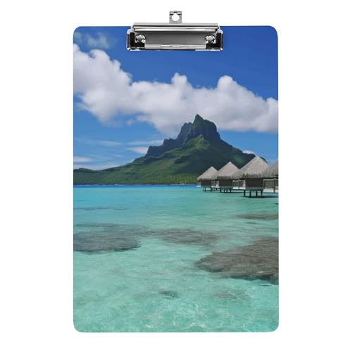 Acryl-Klemmbrett, Tahiti Beach1 Druck, A4-Klemmbrett, langlebiges Klemmbrett, Büro-Klemmbrett, leichtes Klemmbrett, hängendes Klemmbrett von WYUSPGK