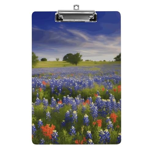 Acryl-Klemmbrett, Texas Bluebonnets, Landschaftsdruck, A4-Klemmbrett, langlebiges Klemmbrett, Büro-Klemmbrett, leichtes Klemmbrett, hängendes Klemmbrett von WYUSPGK