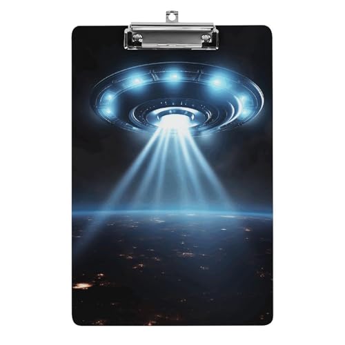 Acryl-Klemmbrett, UFO-Raumschiff-Druck, A4-Klemmbrett, langlebiges Klemmbrett, Büro-Klemmbrett, leichtes Klemmbrett, hängendes Klemmbrett von WYUSPGK