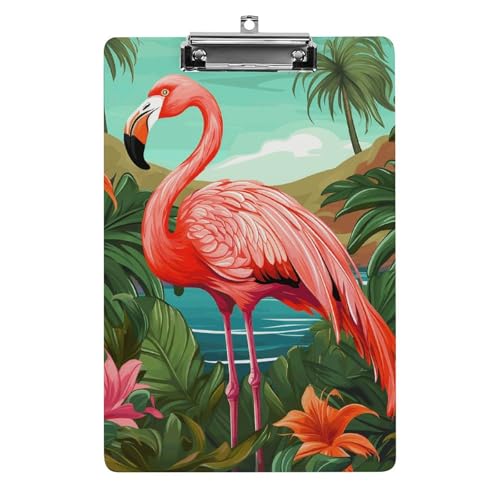 Acryl-Klemmbrett, tropischer Flamingo-Druck, A4-Klemmbrett, langlebiges Klemmbrett, Büro-Klemmbrett, leichtes Klemmbrett, hängendes Klemmbrett von WYUSPGK