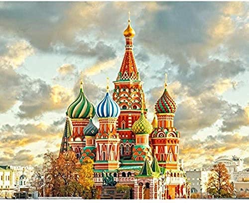 WYWQN 5D DIY Diamond Painting Full Round Drill & Quot; Russischer Kreml & Quot; 3D Stickerei Kreuzstich Mosaik Haus 50x60CM von WYWQN