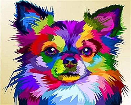 WYWQN DIY Diamond Painting Kits Bunter Hund Chihuahua Kreuzstich-Set Volldiamantstickerei Wandkunst Heimdekoration Geschenk 30x40CM von Homry