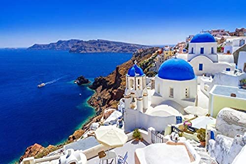 WYWQN Full Round Drill Diamond Painting Santorini Cross Stitch Home Decoration Diamond Embroidery Cartoon Mosaik Art 50x50CM von WYWQN