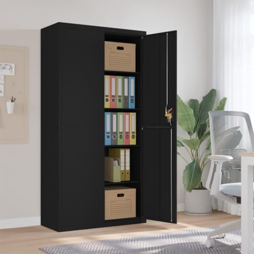 WYYDHGBF Aktenschrank Aktenschrank schwarz 90x40x180 cm Stahlmöbel von WYYDHGBF