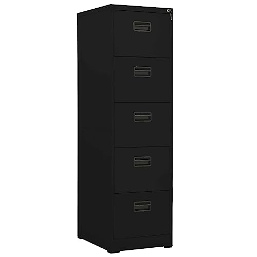 WYYDHGBF Aktenschrank Schwarz 46x62x164 cm Stahl, Artikelfarbe-Schwarz von WYYDHGBF