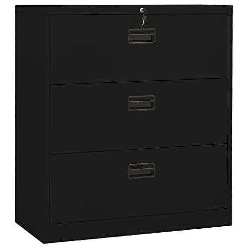 WYYDHGBF Aktenschrank Schwarz 90x46x103 cm Stahl, Artikelfarbe-Schwarz von WYYDHGBF