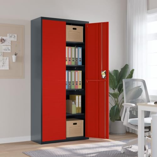 WYYDHGBF Dieser Artikel - Aktenschrank Anthrazit und Rot 90x40x200 cm Steel-Nice von WYYDHGBF