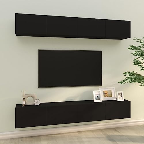 WYYDHGBF Entertainment-Center & TV-Ständer-Wand-TV-Schränke 4 STK. Schwarz 100x30x30 cm-Möbel von WYYDHGBF