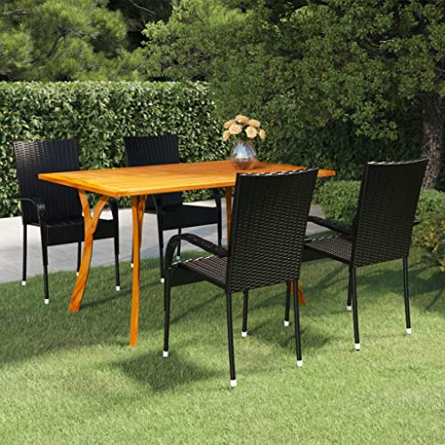 WYYDHGBF Gartenmöbel - 5-teiliges Garten-ESS-Set Schwarz - Möbel von WYYDHGBF