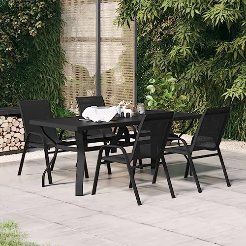 WYYDHGBF Gartenmöbel - 5-teiliges Garten-ESS-Set Schwarz - Möbel von WYYDHGBF