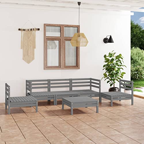 WYYDHGBF Gartenmöbel - 6-teiliges Garten-Lounge-Set aus massivem Kiefernholz in Grau von WYYDHGBF