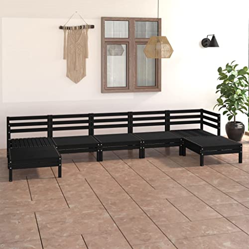 WYYDHGBF Gartenmöbel - 7-teiliges Garten-Lounge-Set aus massivem Kiefernholz in Schwarz - Möbel von WYYDHGBF