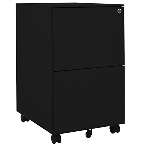 WYYDHGBF Mobiler Aktenschrank, Schwarz, 39 x 45 x 67 cm, Stahl, Artikelfarbe: Schwarz von WYYDHGBF