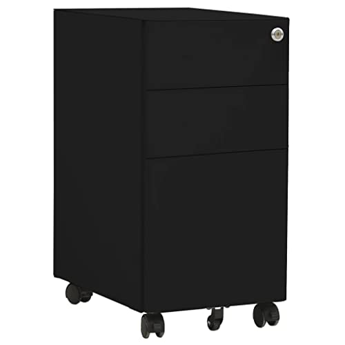 WYYDHGBF Mobiler Aktenschrank, schwarz, 30 x 45 x 59 cm, Stahl, Artikelfarbe: schwarz von WYYDHGBF