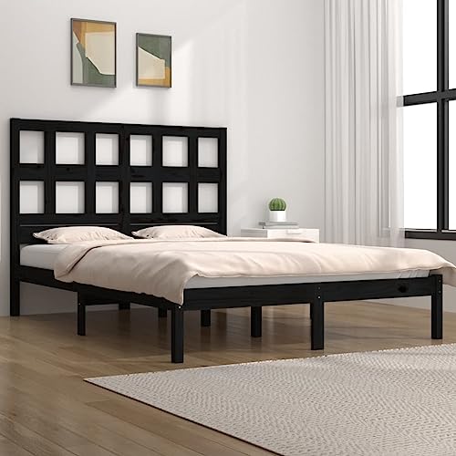 WYYDHGBF Nice Beds & Accessories Betten & Bettgestelle-Bettgestell Schwarz Massivholz Kiefer 140x190 cm von WYYDHGBF