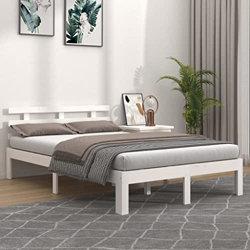 WYYDHGBF Nice Beds & Accessories Betten & Bettgestelle-Bettgestell Weiß Massivholz 160x200 cm von WYYDHGBF