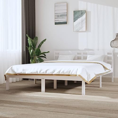 WYYDHGBF Nice Beds & Accessories Betten & Bettgestelle-Bettgestell Weiß Massivholz Kiefer 120x200 cm von WYYDHGBF