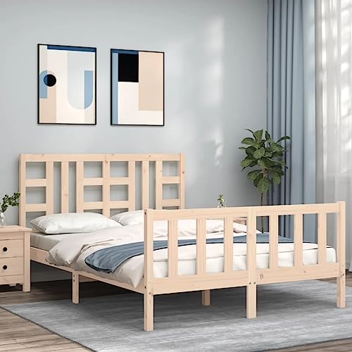 WYYDHGBF Nice Beds & Accessories Betten & Bettgestelle-Bettgestell mit Kopfteil 160x200 cm Massivholz von WYYDHGBF