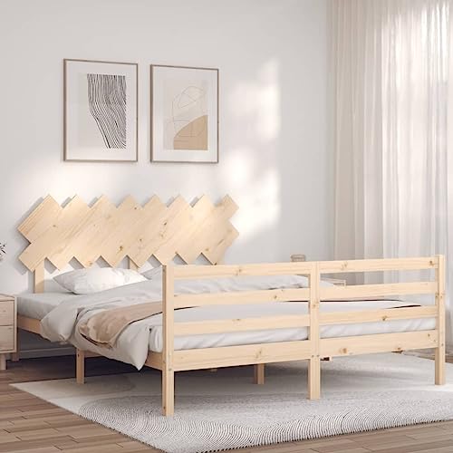 WYYDHGBF Nice Beds & Accessories Betten & Bettgestelle-Bettgestell mit Kopfteil 160x200 cm Massivholz von WYYDHGBF