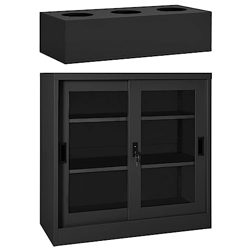 WYYDHGBF Nice Cabinets & Storage Aufbewahrungsschränke & Schließfächer - Schiebetürenschrank mit Pflanzkasten Anthrazit Stahl von WYYDHGBF