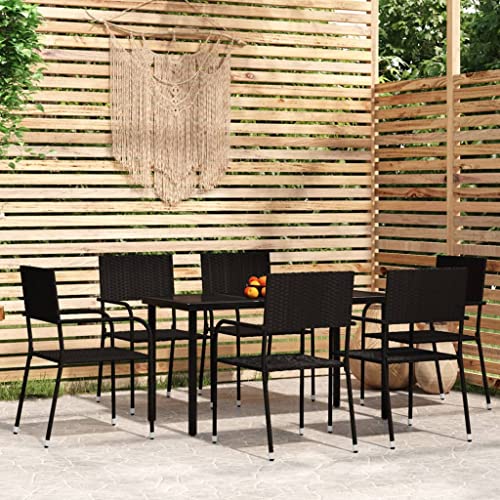 WYYDHGBF Nice Outdoor Nice Outdoor Nice Sets - 7-teiliges Garten-ESS-Set, Schwarz von WYYDHGBF