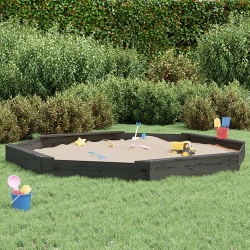 WYYDHGBF Spielzeug & Spiele Outdoor-Spielgeräte Sandkästen-Sandkasten mit Sitzen Grau Achteck Massivholz Kiefer von WYYDHGBF