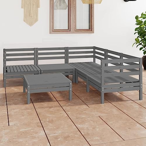 WYYDHGBF Wohnmöbel Garten 6-TLG. Garten-Lounge-Set Massivholz Kiefer Grau von WYYDHGBF