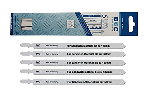 5 Stück lange Metall Stichsägeblätter 155 mm BI Metall für Stahl Sandwich Material bis 120 mm Bohrcraft Art.Nr. 19651600003 / Code 1965-10 Ref. Nu. Bosch: T318AF 5 Stück lange Metall Stichsägeblätter 155 mm BI Metall für Stahl Sandwich Material bis 120 mm Bohrcraft Art.Nr. 19651600003 / Code 1965-10 Ref. Nu. Bosch: T318AF von WZ-Gatze