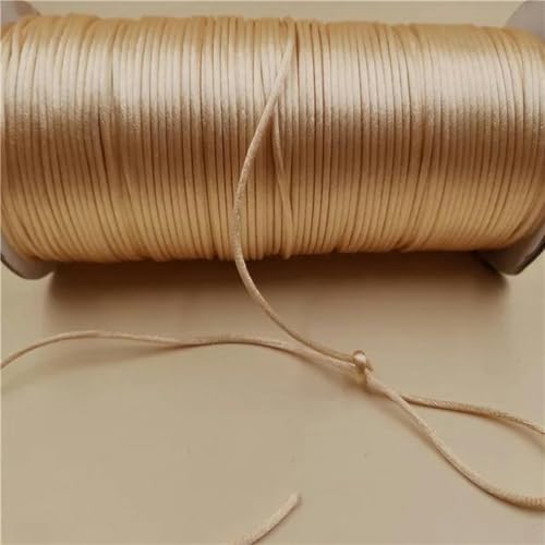 2 mm geflochtene Makramee-Seide, Makramee-Kordel, Seil, Faden, Draht, DIY, chinesischer Knoten, Satin-Armbänder, Herstellung von Perlen, 10–225 Meter, Beige 734–10 Meter von WZBAO