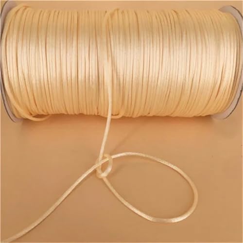 2 mm geflochtene Makramee-Seide, Makramee-Kordel, Seil, Faden, Draht, DIY, chinesischer Knoten, Satin-Armbänder, Herstellung von Perlen, 10–225 Meter, Creme A029–40 Meter von WZBAO