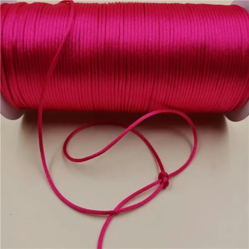 2 mm geflochtene Makramee-Seide, Makramee-Kordel, Seil, Faden, Draht, DIY, chinesischer Knoten, Satin-Armbänder, Herstellung von Perlen, 10–225 Meter, Fuchsia 903–10 Meter von WZBAO