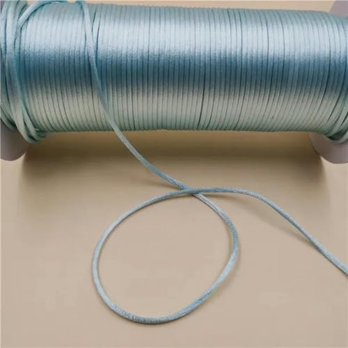 2 mm geflochtene Makramee-Seide, Makramee-Kordel, Seil, Faden, Draht, DIY, chinesischer Knoten, Satin-Armbänder, Herstellung von Perlen, 10–225 Meter, Hellblau 052–10 Meter von WZBAO