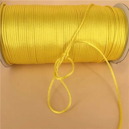 2 mm geflochtene Makramee-Seide, Makramee-Kordel, Seil, Faden, Draht, DIY, chinesischer Knoten, Satin-Armbänder, Herstellung von Perlen, 10–225 Meter, gelb 543–10 Meter von WZBAO