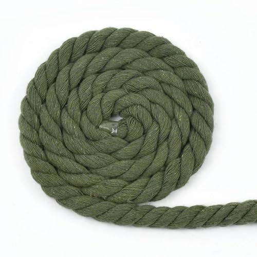 5 Meter 5–20 mm farbiges Baumwollseil, 3-teilig, gedrehte Kordel, DIY-Dekoration, Makramee-Seile für Taschen, geflochtene Kordeln, Nähzubehör, Armeegrün, 20 mm, 2 Meter von WZBAO