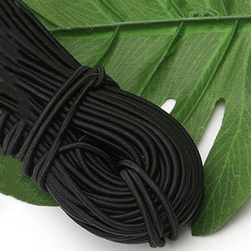 Schwarzes, weißes, rundes Gummiband, 1 mm – 15 mm, rundes elastisches Seil, Gummiband, elastische Schnur, DIY-Nähzubehör, 5 Meter, Schwarz, 1 Meter, 1 Meter von WZBAO