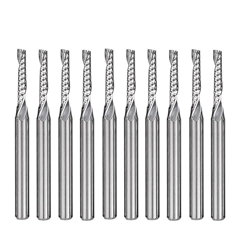 WZFC 10PCS Router Bit 1/8 Zoll Schaft Einzigen Flöte Ende Mühle Hartmetall Fräser CNC Gravur Bit,3,175 X 1,5 X 12 Mm von WZFC