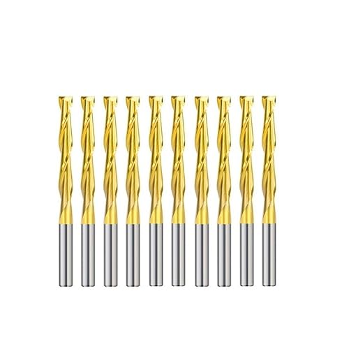 WZFC 2-Flöten-Fräser, 10 Stück, TiN-beschichtete CNC-Fräser, Flache Holzgravur-Bits,3,175 X 2,5 X 15 Mm von WZFC