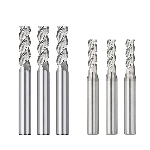 WZFC Fräser, 3-schneidiger Hartmetall-Schaftfräser Zum Schneiden Von Aluminium, Spiralfräser Mit 1/4-Zoll-Schaft Für Metall-CNC,6-teiliges Set von WZFC