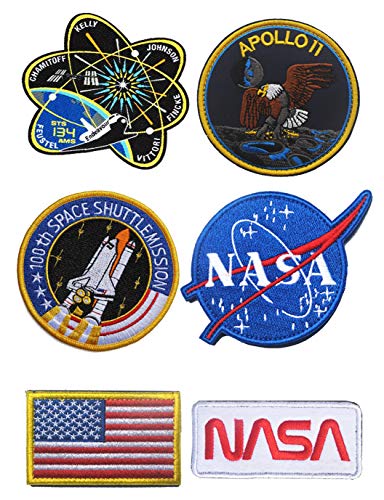 WZT 6 Stück Taktische Flaggen-Aufnäher – Kombination USA NASA Patch bestickt Morale Lot Militär bestickte Aufnäher von WZT