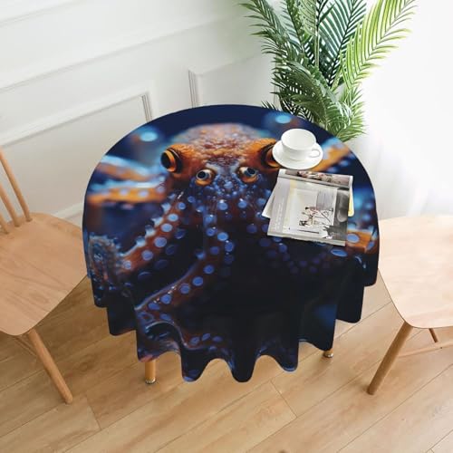 WZYWHJ Kleine runde dekorative Tischdecke mit Oktopus-Druck, 152,4 cm, kann gewaschen und wiederverwendet werden, für runde Tische, Esstisch, Couchtisch von WZYWHJ